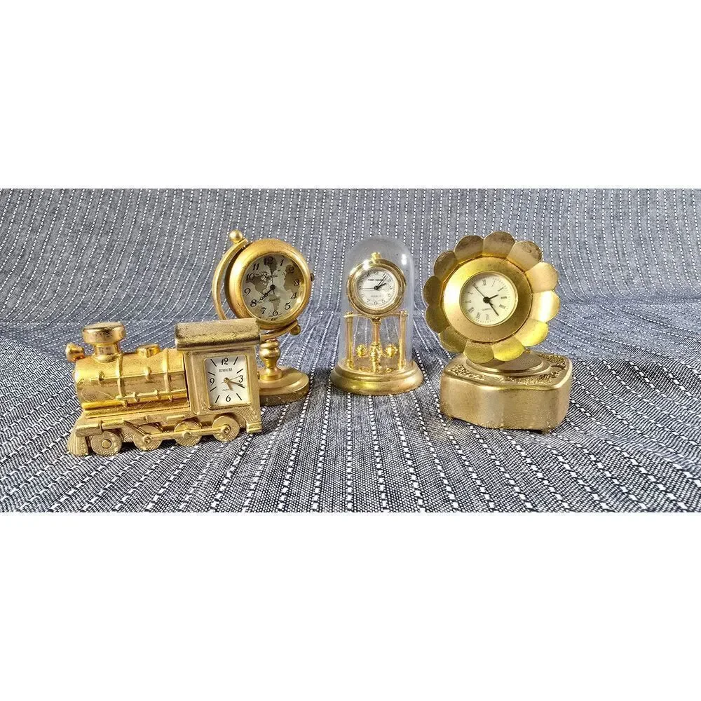 Lot of Vintage Minature Gold tones Clocks